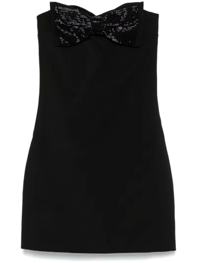 SELF-PORTRAIT BLACK DRESS WITH A BOW ON THE CHEST