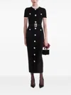 Self-portrait Womens Black Crystal-embellished Lace-trim Chenille-knit Midi Dress In Black
