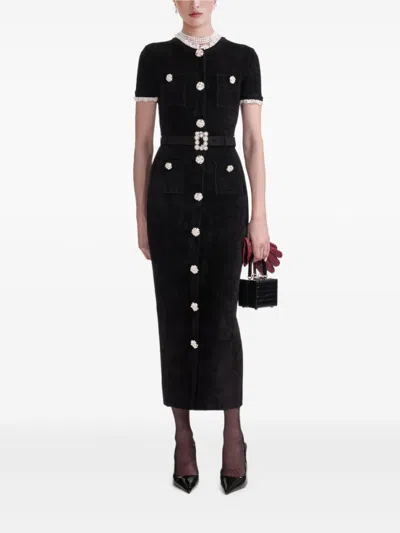 SELF-PORTRAIT BLACK EMBELLISHED BUTTON DRESS