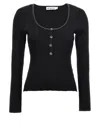 Self-portrait Self Portrait Women's Long-sleeved Top With Crystals In Black