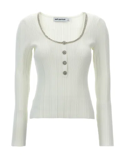 Self-portrait Self Portrait Women's 'knit Top With Crystals Embell In White