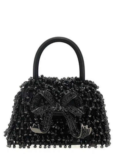 Self-portrait Black Embellished Micro Bow Handbag