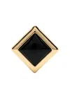 Self-portrait Black Enamel Gold Square Earrings Accessories In Black