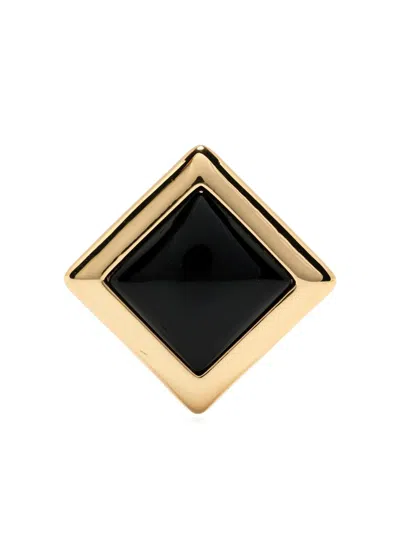 Self-portrait Black Enamel Gold Square Earrings Accessories