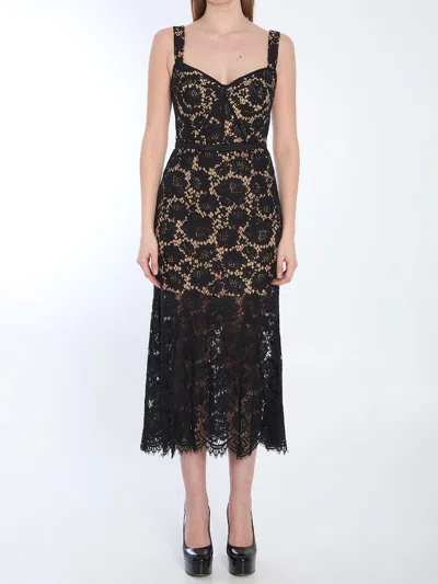 Self-portrait Black Fine Lace Midi Dress