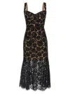 Self-portrait Black Fine Lace Midi Dress In Black