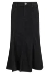 Self-portrait Denim Flared Midi Skirt In Black