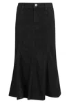 Self-portrait Denim Flared Midi Skirt