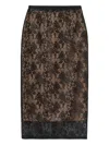 Self-portrait Black Floral Lace Midi Skirt Clothing In Brown