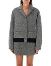 Self-portrait Herringbone Pattern Bomber Jacket With Front Pockets