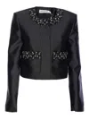 Self-portrait Black Taffeta Embellished Trim Jacket Clothing In Black
