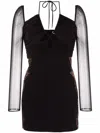 Self-portrait Plain Knitted Hollowed-out Mini Dress