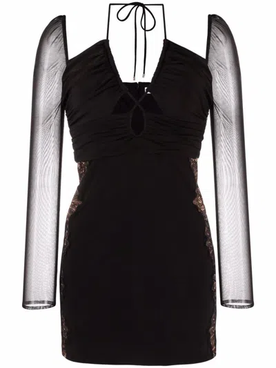 SELF-PORTRAIT SELF-PORTRAIT BLACK JERSEY CUT OUT MINI DRESS