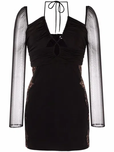 Self-portrait Black Jersey Cut Out Mini Dress Clothing