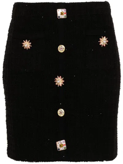Self-portrait Black Jewel Button Knit Mini Skirt Clothing