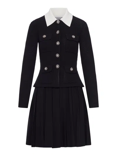 SELF-PORTRAIT BLACK KNIT MINI DRESS