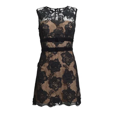 Self-portrait Black Lace And Velvet Mini Dress