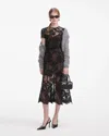 Self-portrait Black Lace Bustier Midi Dress In Black