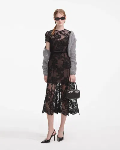 Self-portrait Black Lace Bustier Midi Dress