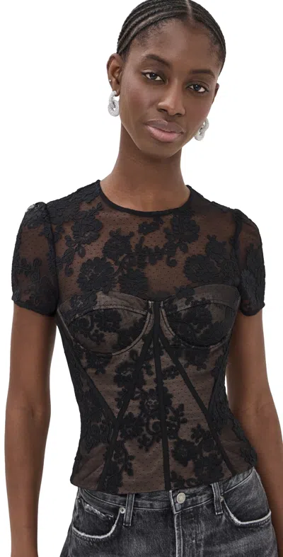 Self-portrait Black Lace Bustier Top Black