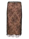 Self-portrait Lace Overlay Sheer Midi Skirt With Slit