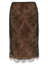 Self-portrait Lace Overlay Sheer Midi Skirt With Slit