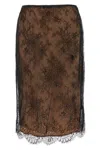Self-portrait Lace Overlay Sheer Midi Skirt With Slit