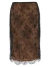 Self-portrait Lace Overlay Sheer Midi Skirt With Slit