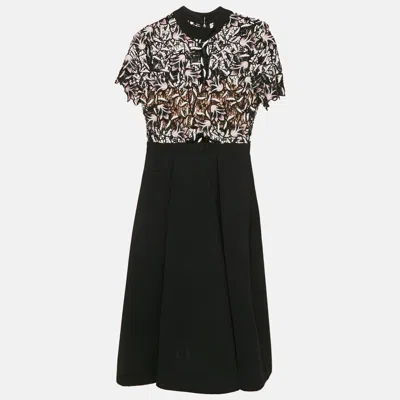 Pre-owned Self-portrait Black Lace Trim Crepe Midi Dress M
