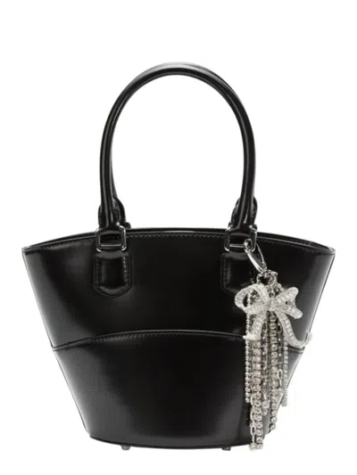 SELF-PORTRAIT SELF-PORTRAIT BLACK LEATHER CHARM TOTE