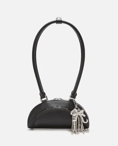 Self-portrait Black Leather Mini Shoulder Bag With Charm