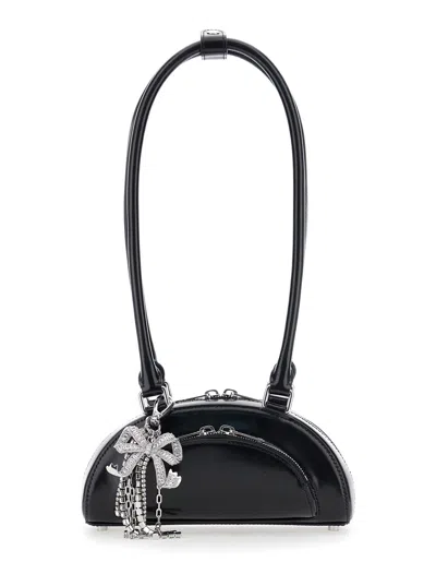 Self-portrait Black Leather Mini Shoulder Bag With Charm
