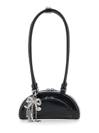 Self-portrait Black Leather Mini Shoulder Bag With Charm
