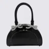 Self-portrait Leather Curved Mini Tote Bag In Black