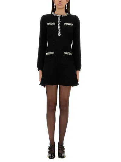 Self-portrait Black Mesh Mini Dress With Sequins