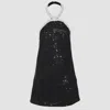 Self-portrait Boucle Pearly-trim Mini Dress In Black