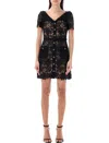 Self-portrait Belted Lace Midi Dress In Black