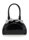 Self-portrait Leather Curved Mini Tote Bag In Black