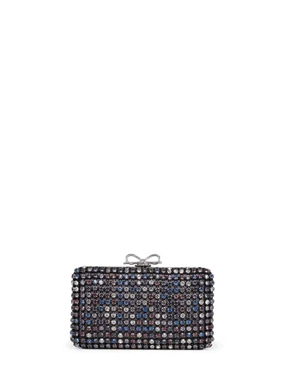 Self-portrait Black Multi Crystal Chainmail Clutch Bag