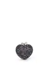 Self-portrait Multicolor Heart Shaped Clutch With Pearl Embellishments And Bow Detail In Tech Fabric Woman In Multi