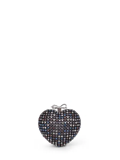 Self-portrait Black Multi Crystal Heart Clutch Bag