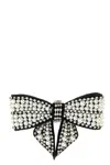 Self-portrait Pearl Embellished Bow Hair Clip In Black
