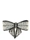 Self-portrait 'black Pearl Satin Bow' Hair Clip In Black