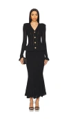 Self-portrait Crystal-embellished Pointelle-knit Peplum Midi Dress In Black