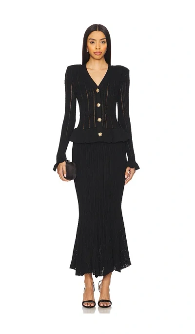 Self-portrait Black Peplum Midi Dress