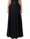 Self-portrait Black Pleated Twill Maxi Skirt With Side Slit In Black