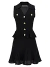 Self-portrait Pointelle-knit Sleeveless Mini Dress In Black