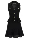 Self-portrait Pointelle-knit Sleeveless Mini Dress In Black