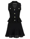 Self-portrait Pointelle-knit Sleeveless Mini Dress In Black