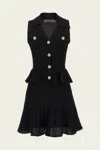 Self-portrait Self Portrait Short Dress In Openwork Knit With Jewel Buttons In Black
